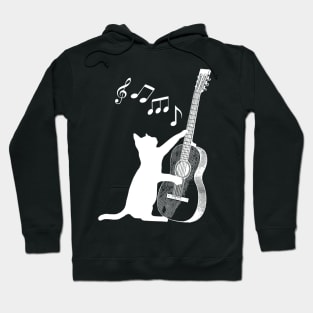 Black and white cat playing guitar. Hoodie